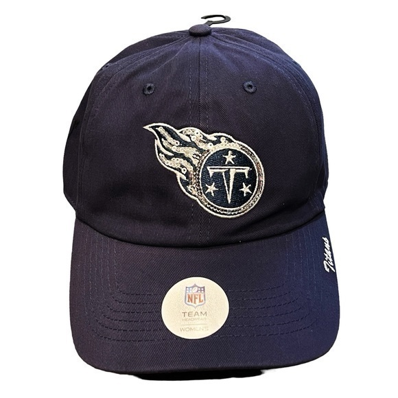 NFL Accessories - Tennessee‎ Titans Hat NFL Team Navy Silver Sequins Logo Adjustable Football NEW